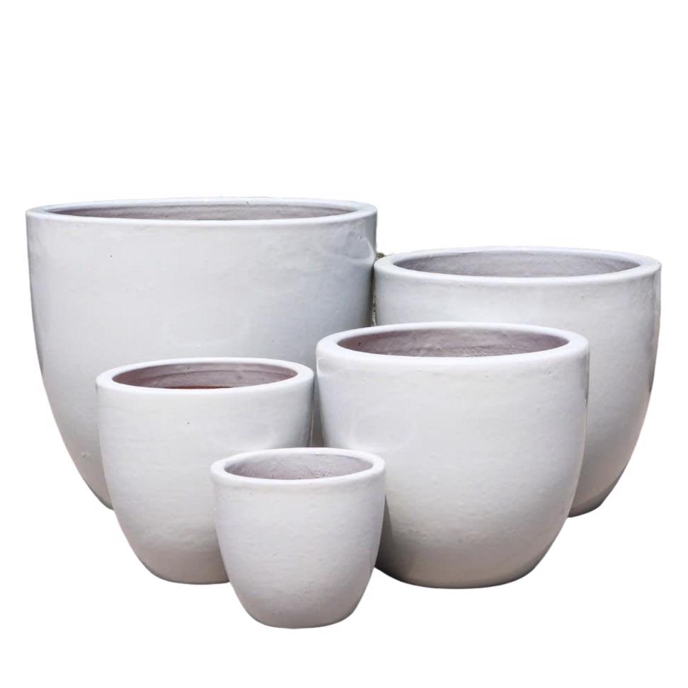 Glazed Ceramic Classic Egg Pot - White