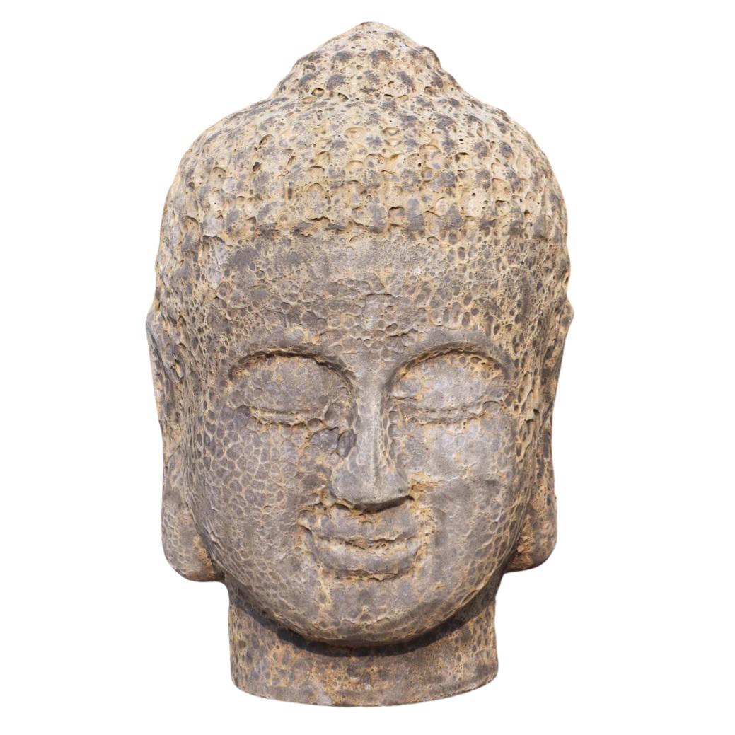 Glazed Ceramic Buddha Bust - White Atlantis