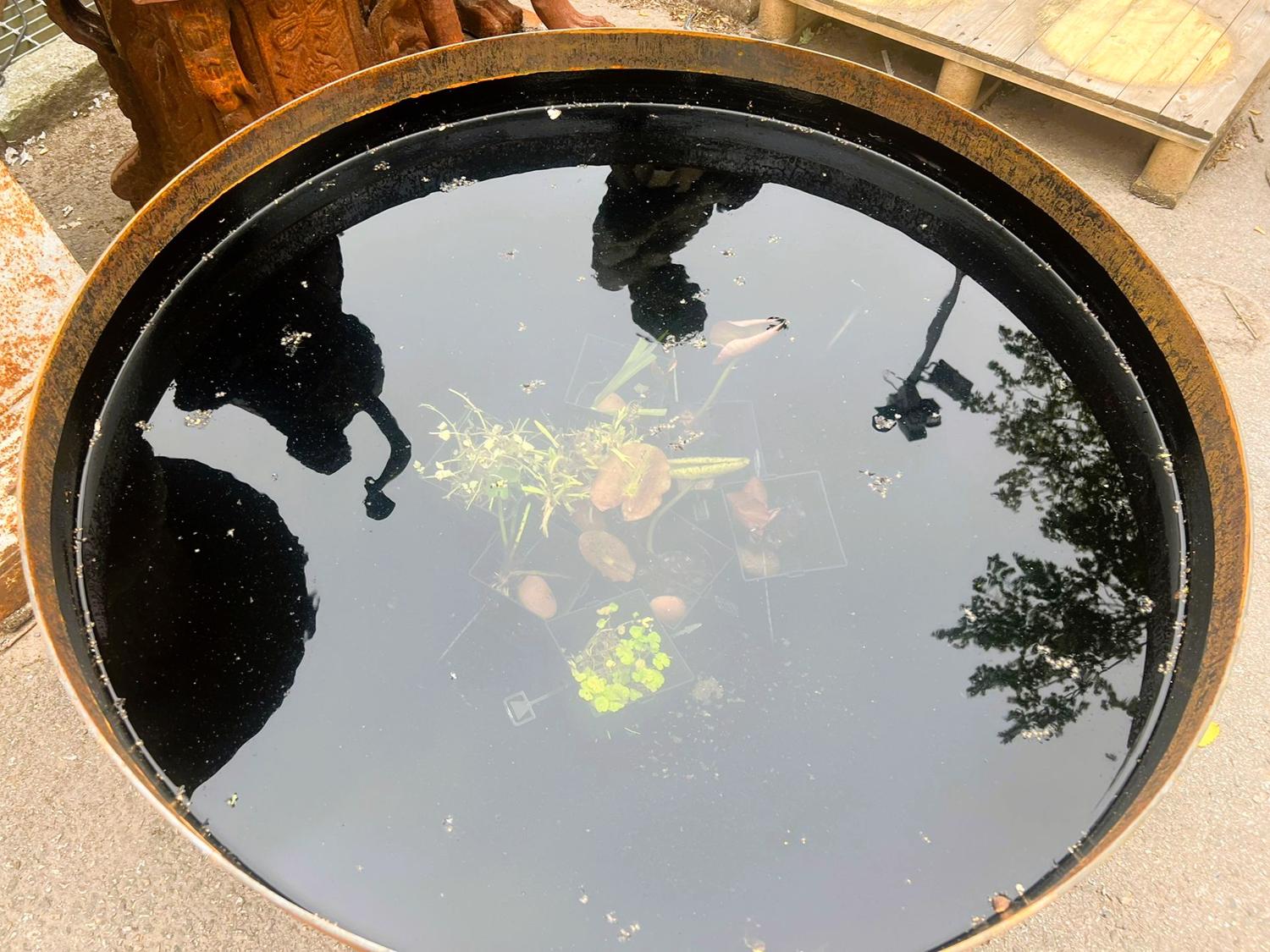 Lined Corten Steel Deep Curved Water Bowl - 800Ø x 470(H)mm