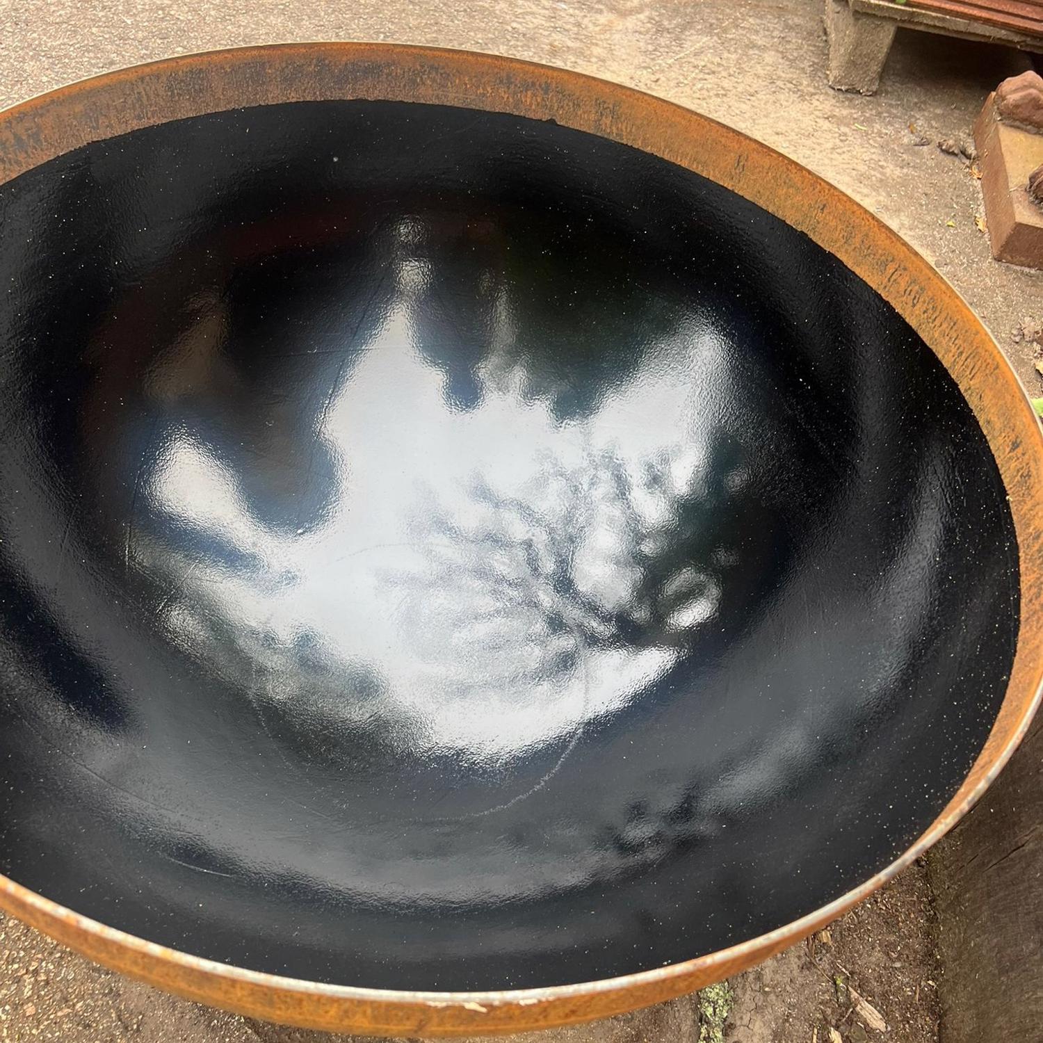 Lined Corten Steel Deep Curved Water Bowl - 1200Ø x 650(H)mm