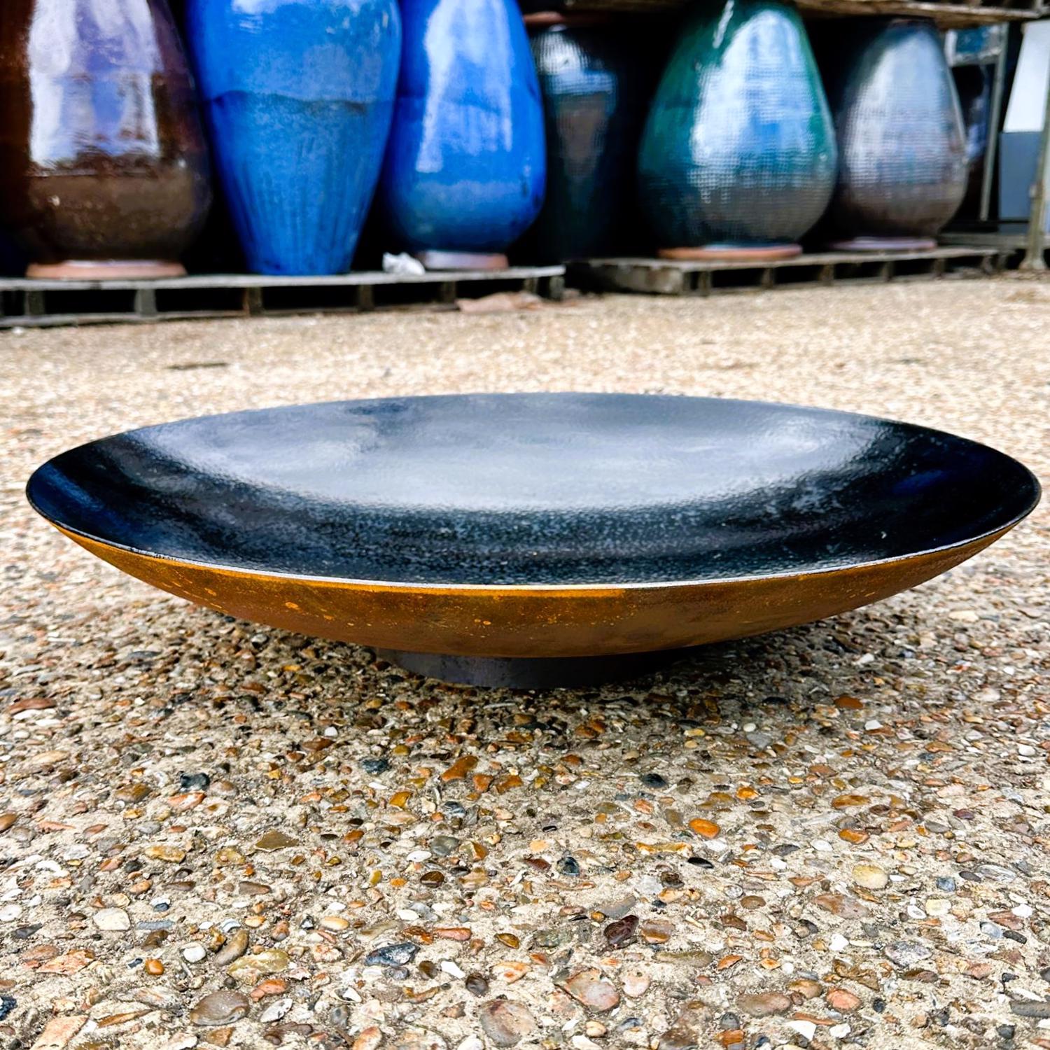 Lined Corten Steel Curved Water Bowl - 1000mm Diameter x 180mm High
