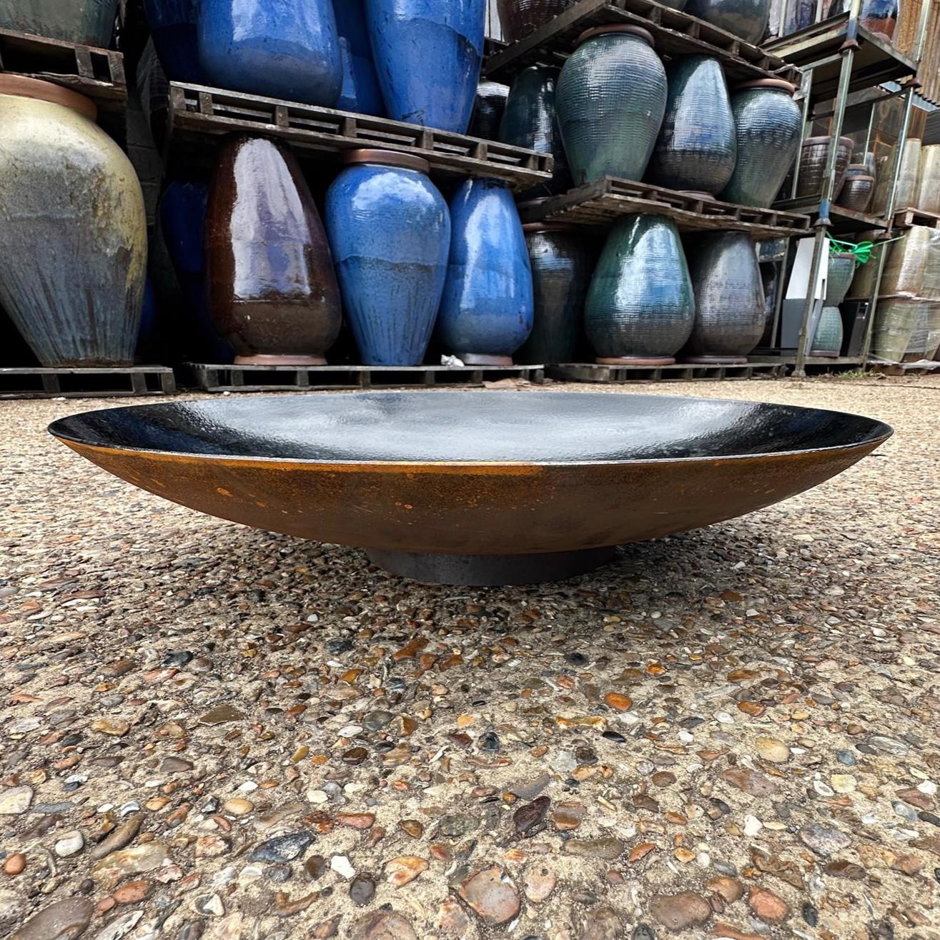 Lined Corten Steel Curved Water Bowl - 1000mm Diameter x 180mm High