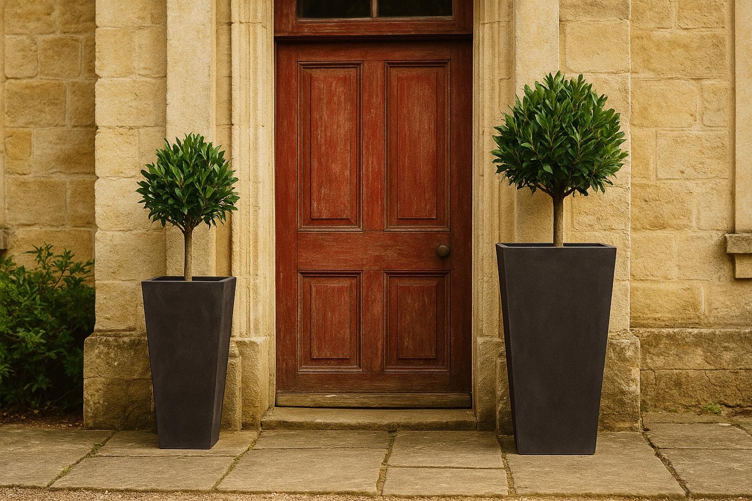 Stonefibre - Tapered Square Vase Pair of Nested Sets - Slate Grey