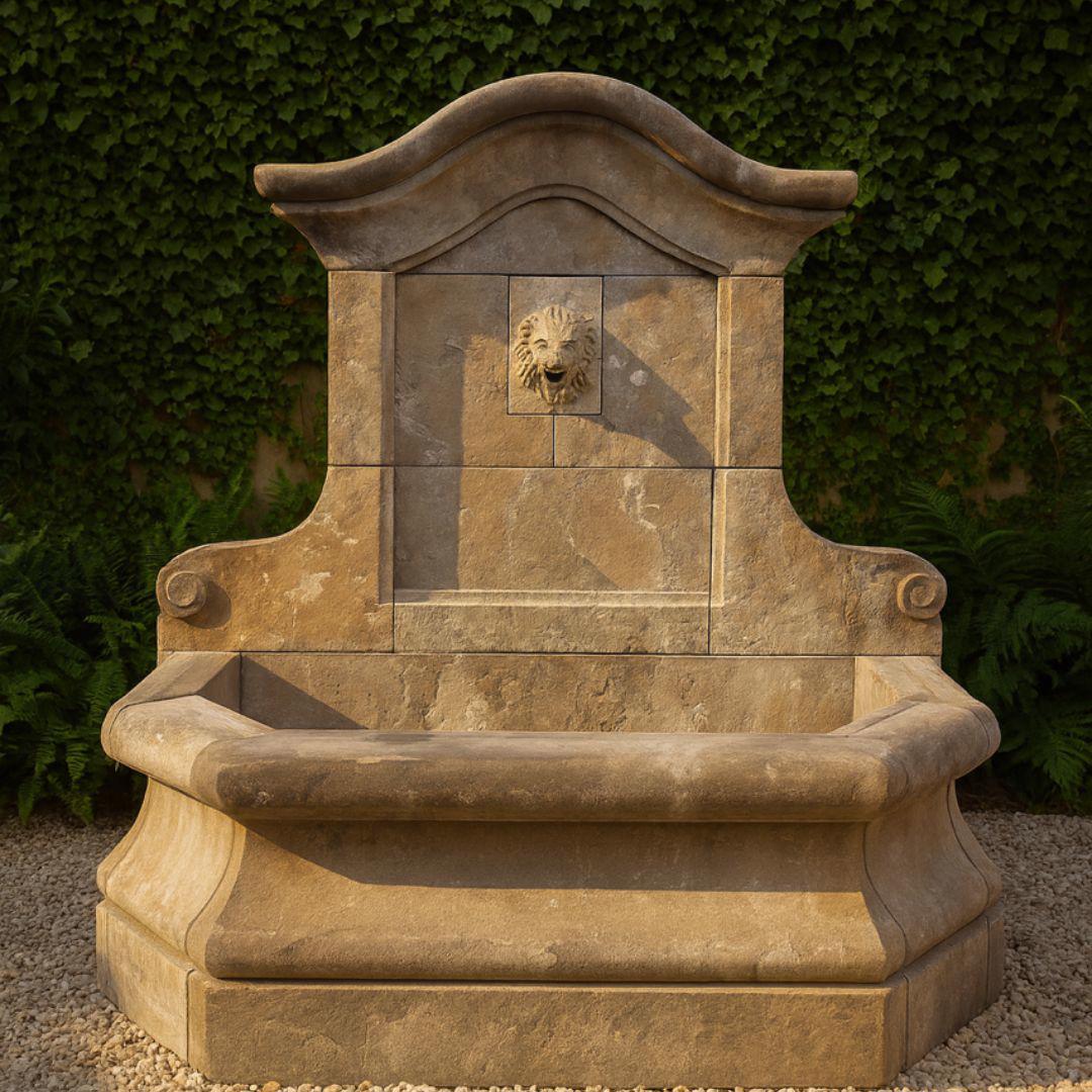 Classic Limestone Lion Head Fountain
