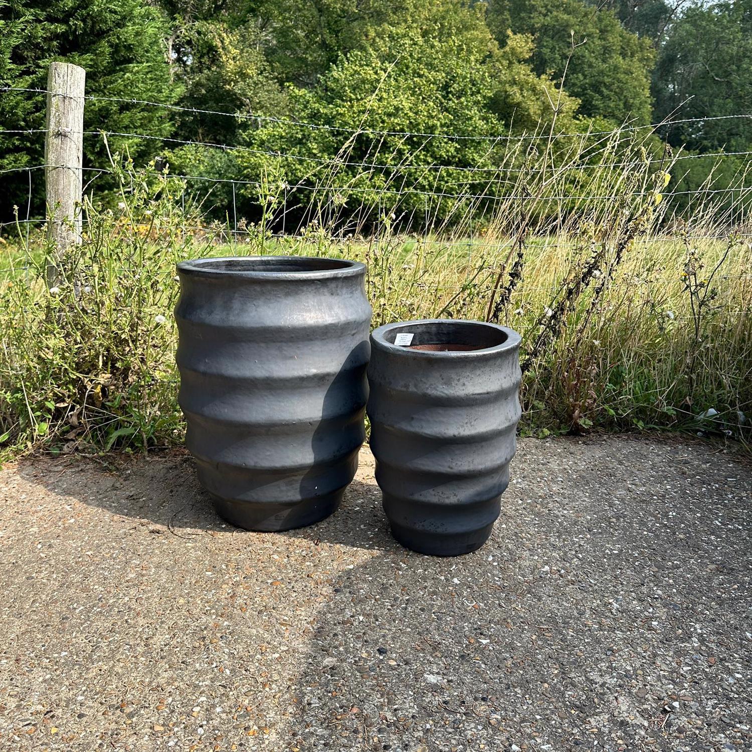 Glazed Ceramic Bosna Hi Round Pot - Charcoal