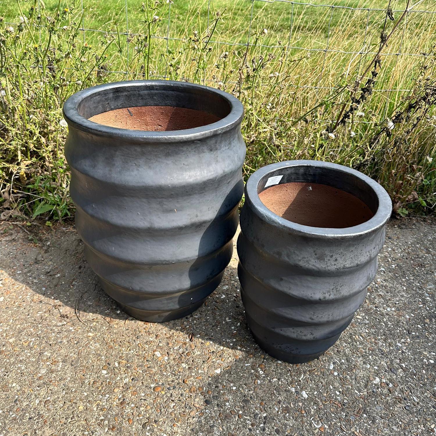 Glazed Ceramic Bosna Hi Round Pot - Charcoal