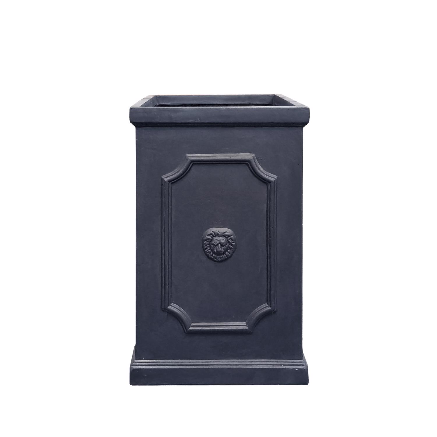 Clayfibre Lion Head Tall Cube Planter - Grey