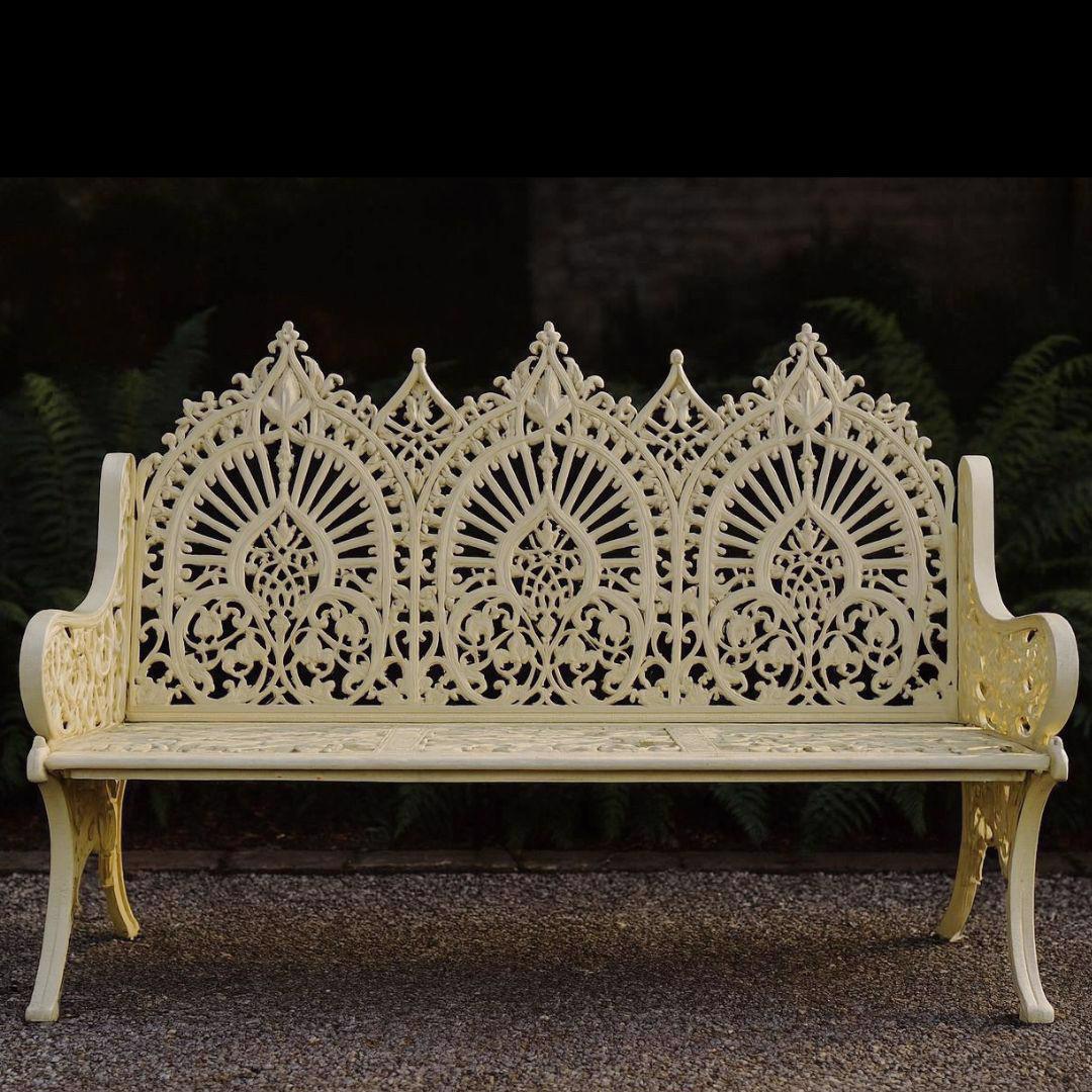 Victorian Cast Iron Bench - White