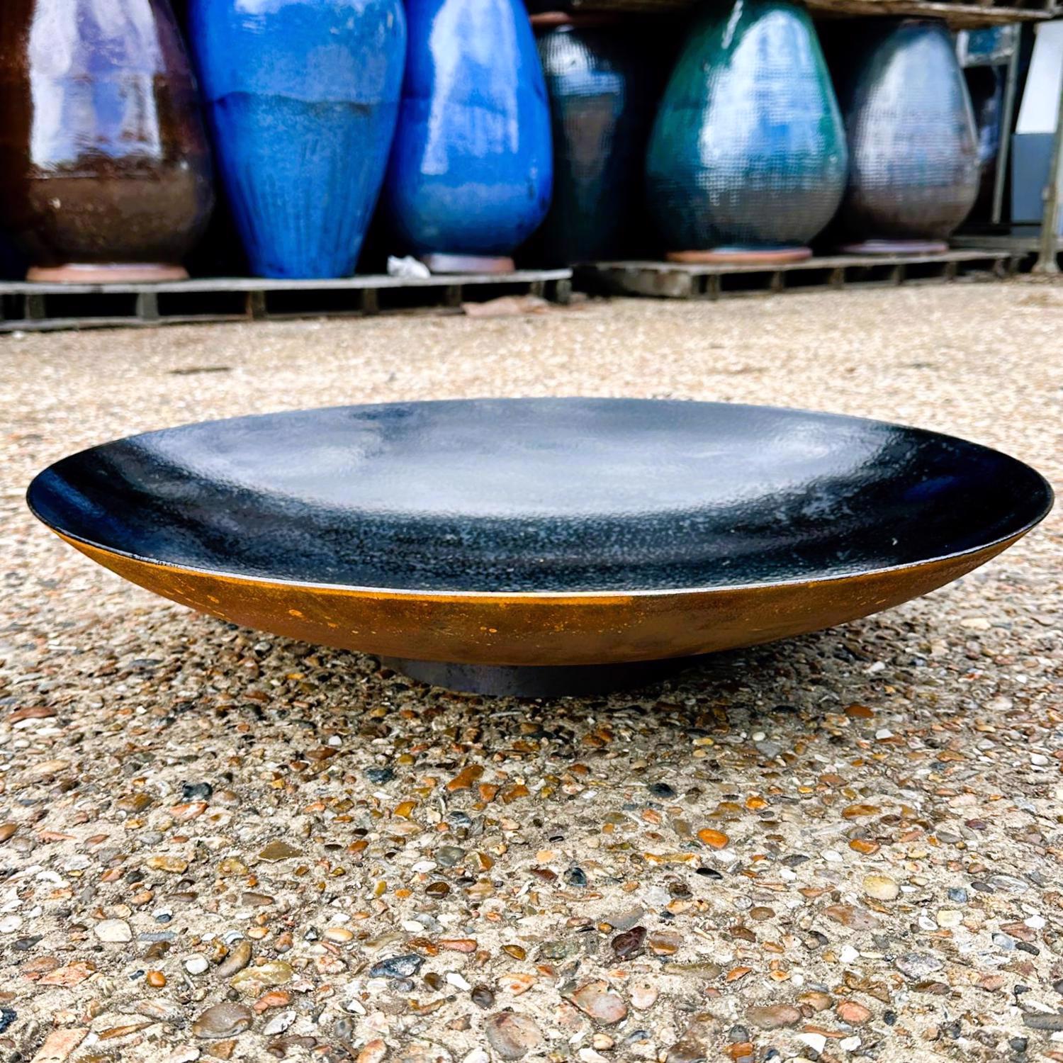 Lined Corten Steel Curved Water Bowl