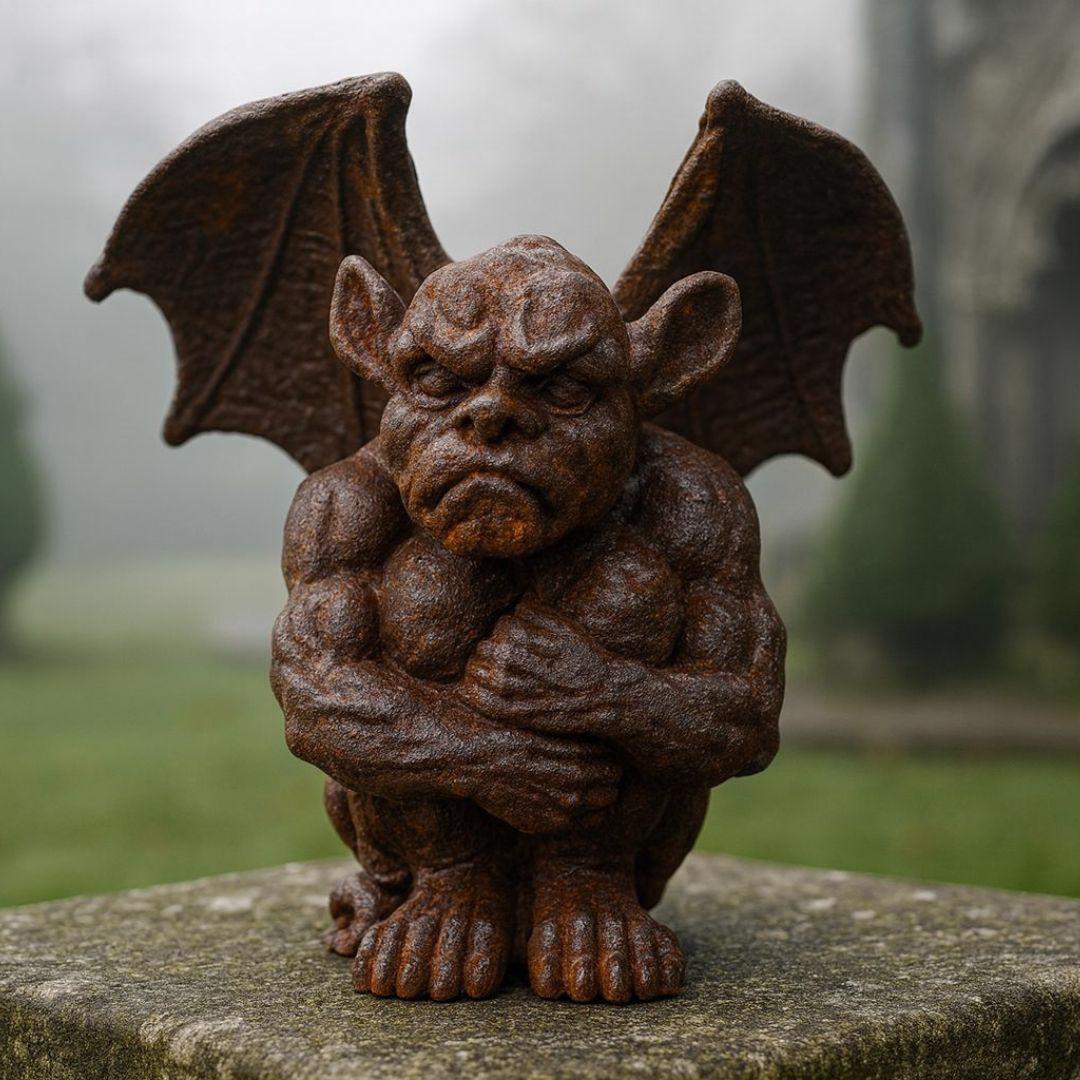Cast Iron Grumpy Gargoyle Statue