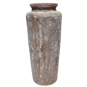 Glazed Ceramic Tall Cylinder Jar - White Atlantis - 460mm Ø x 1100mm H