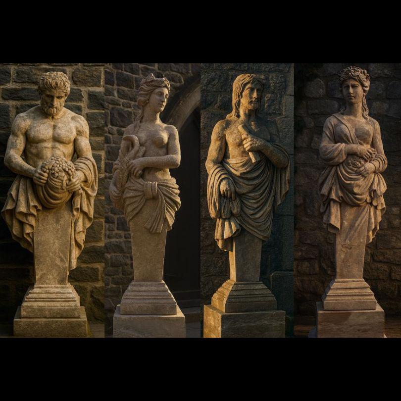 Set of 4 Limestone Classic figures