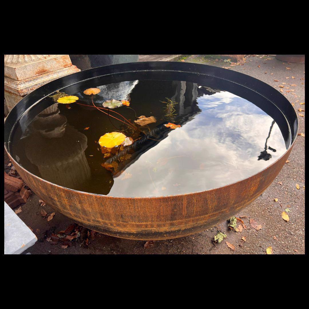 Corten Steel Lined Deep Curved Water Bowl