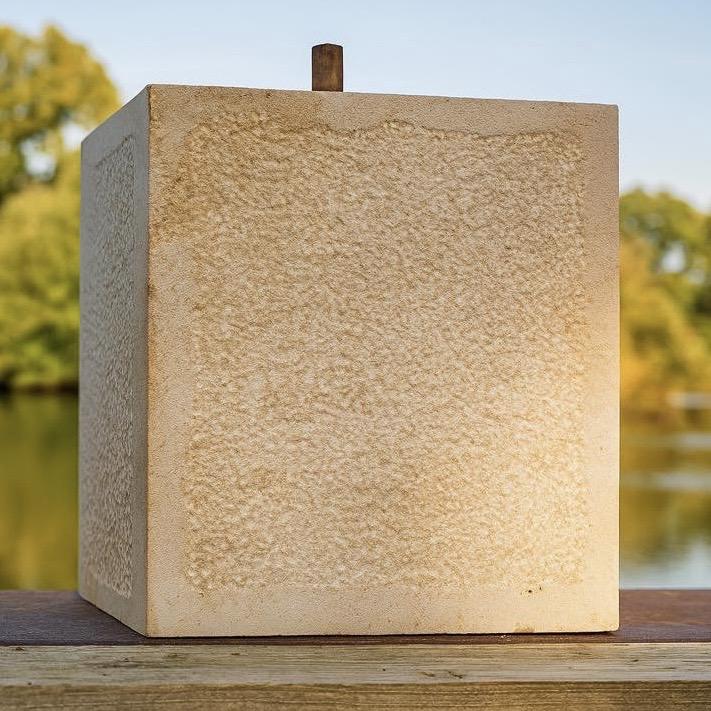 Sandstone, straight square, staddle stone with steel pin