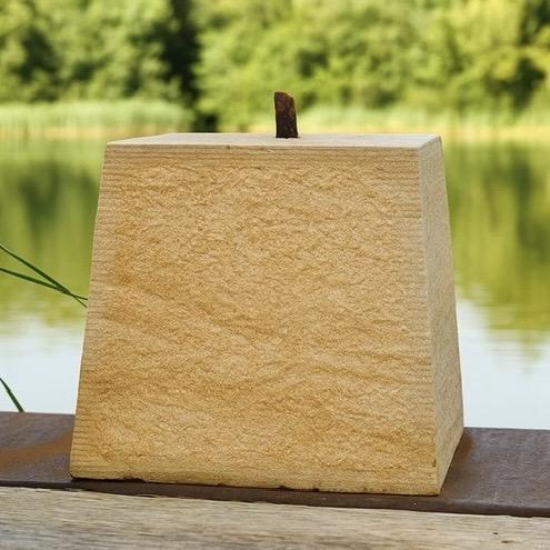 Sandstone, tapered square, staddle stone with steel pin